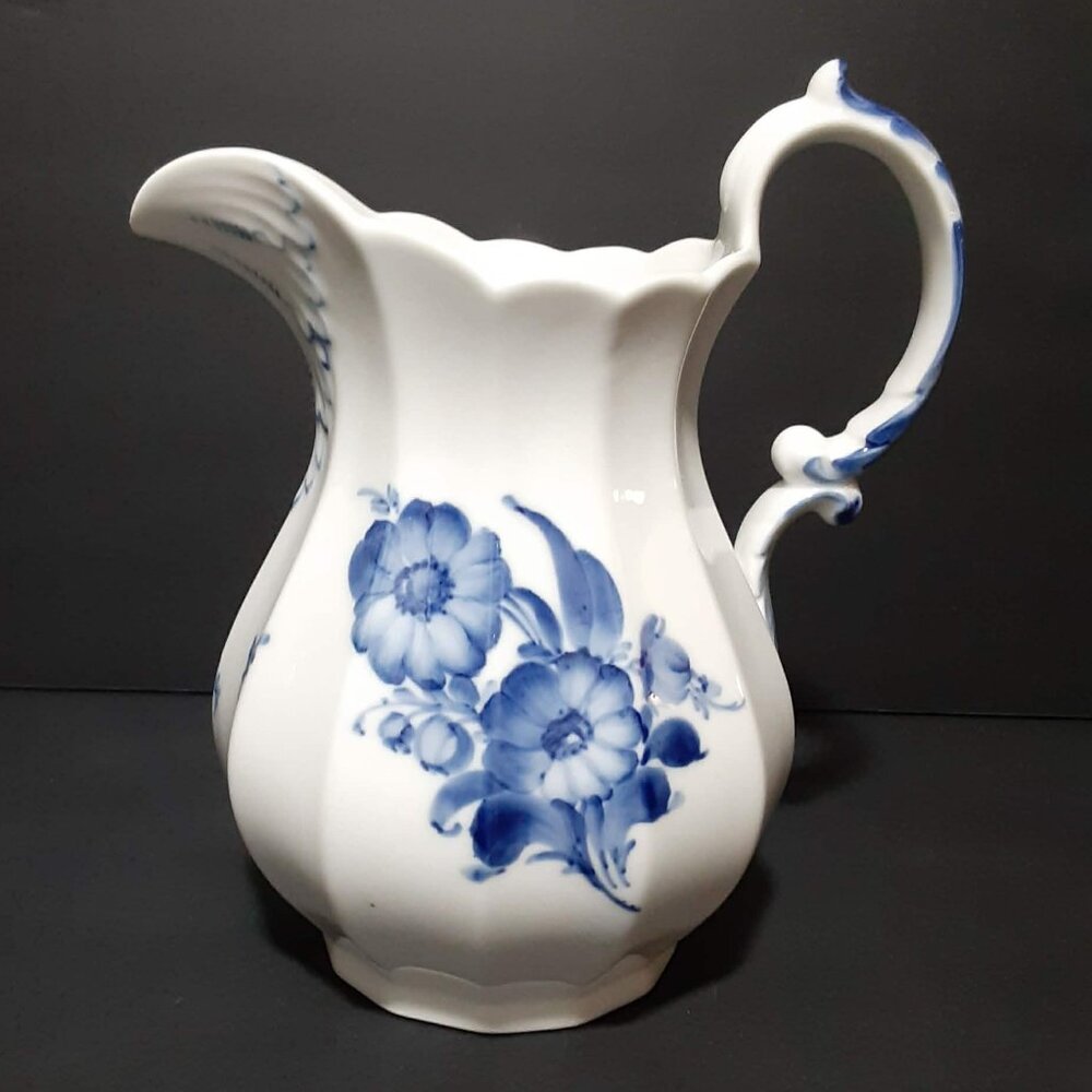 Vintage Royal Copenhagen Blue Flower Handled Pitcher Jug Denmark 7.75"